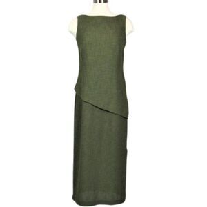 Sheri Martin Dress Sleeveless Sheath Midi Length Vintage Green Women's 4 Petite
